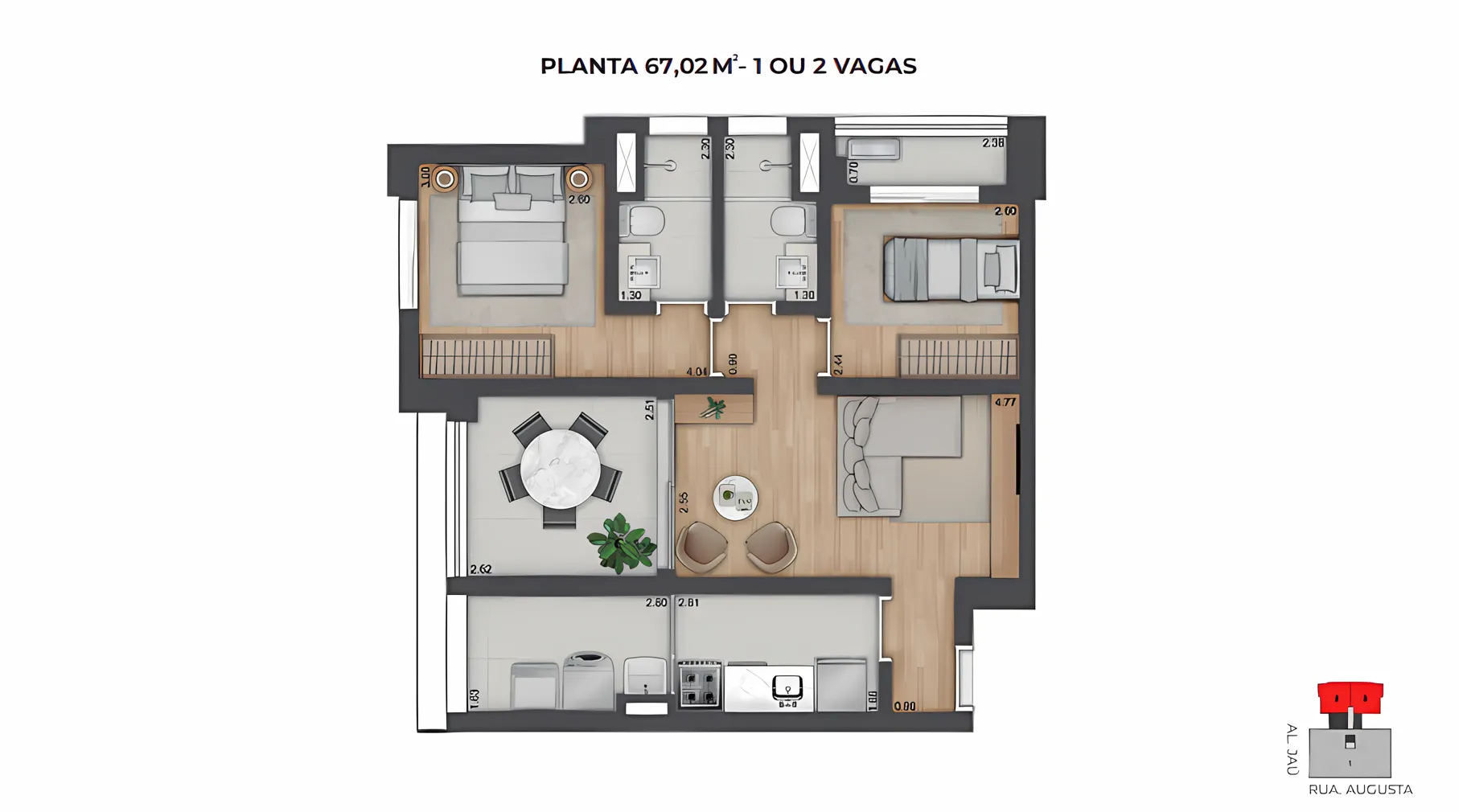Planta 67m²